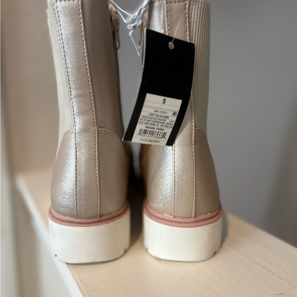Art Class Kids Girls Laurel Side Zip Wedge Chelsea Boots Gold Youth Size 5Y - Picture 6 of 7
